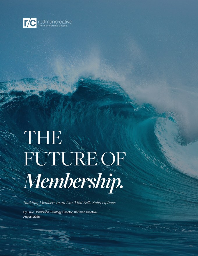 The cover of The Future of Membership, a Rottman Creative whitepaper.